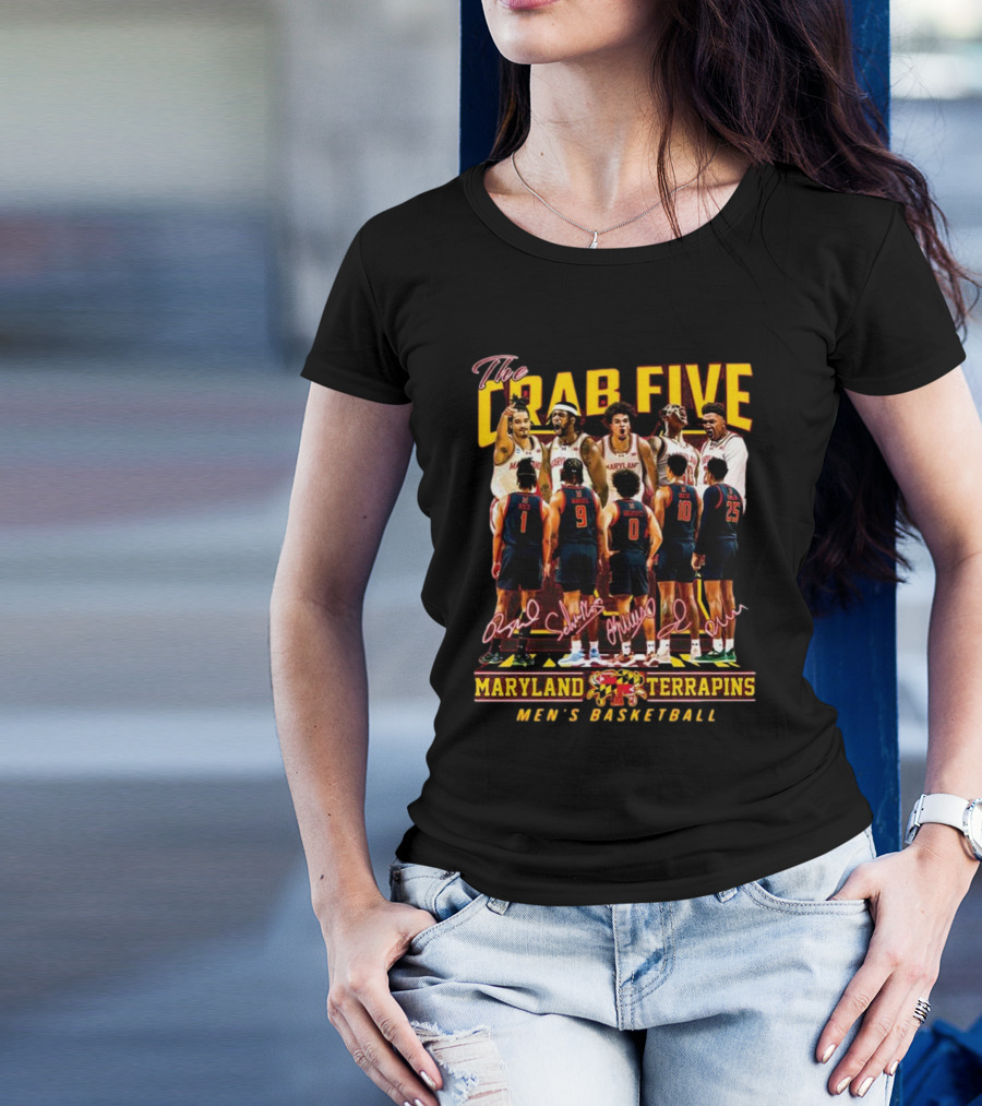 The Crab Five Maryland Terrapins Basketball Players Signatures T-Shirt
