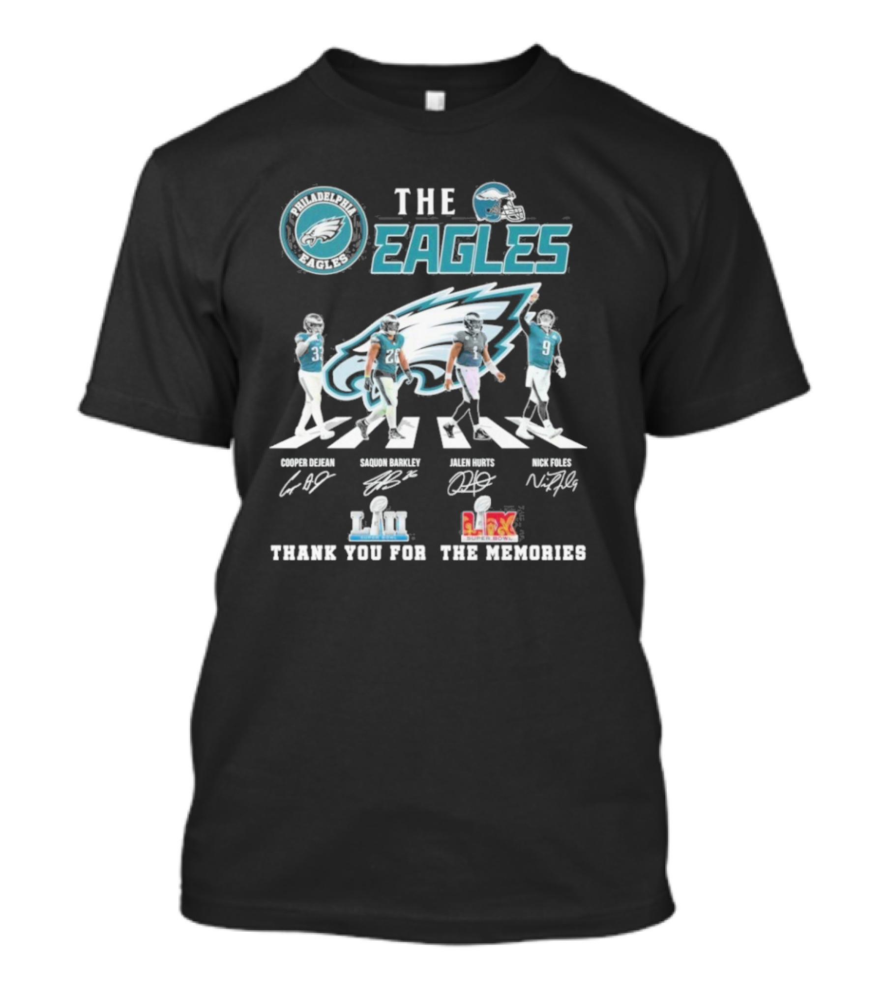 The Eagles Abbey Road Super Bowl Champions LII And LIX Thank You For The Memories T-Shirt