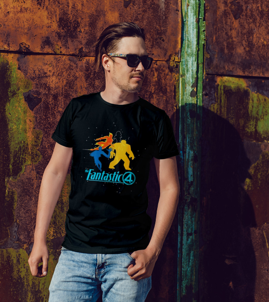 Fantastic Four Team Explosive Silhouette Action T-Shirt