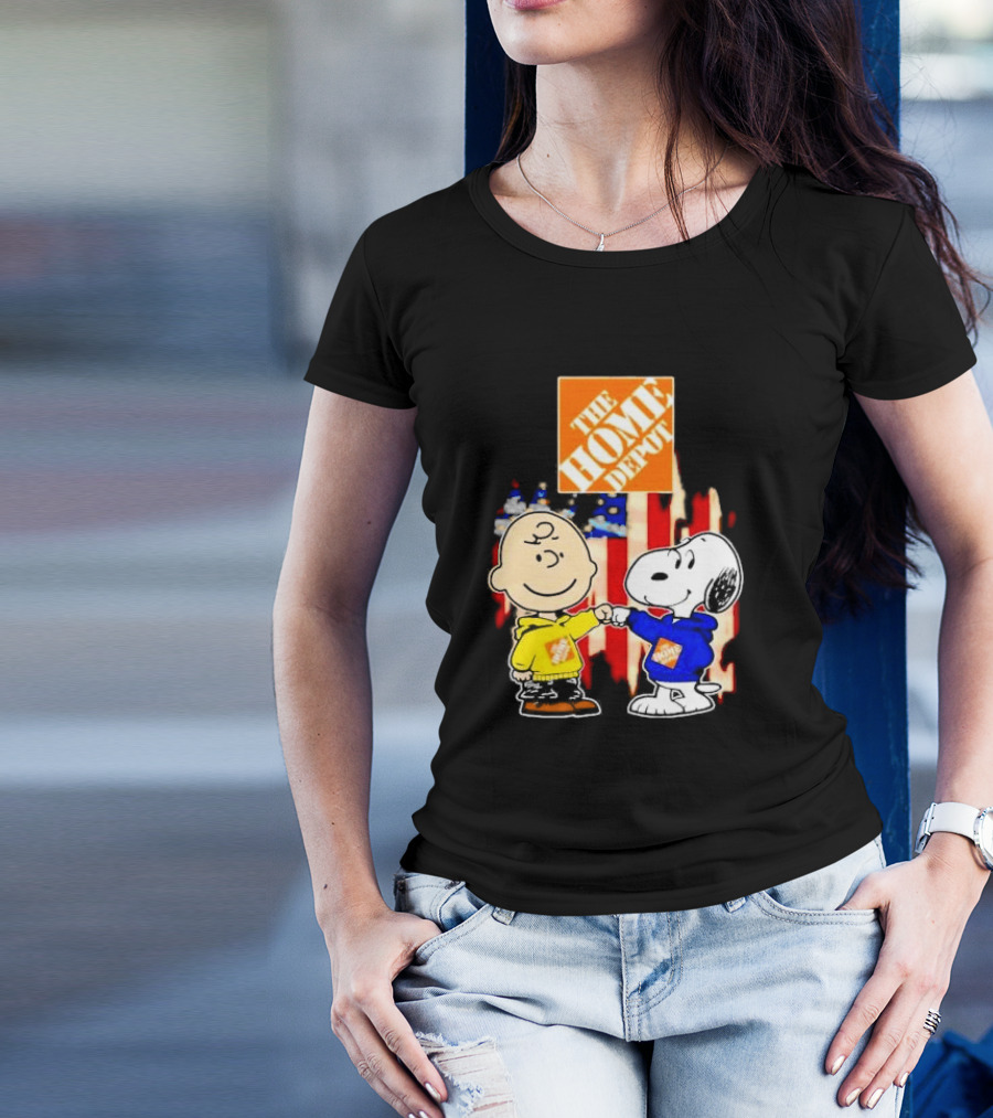 The Home Depot Charlie Brown Snoopy American Flag T-Shirt