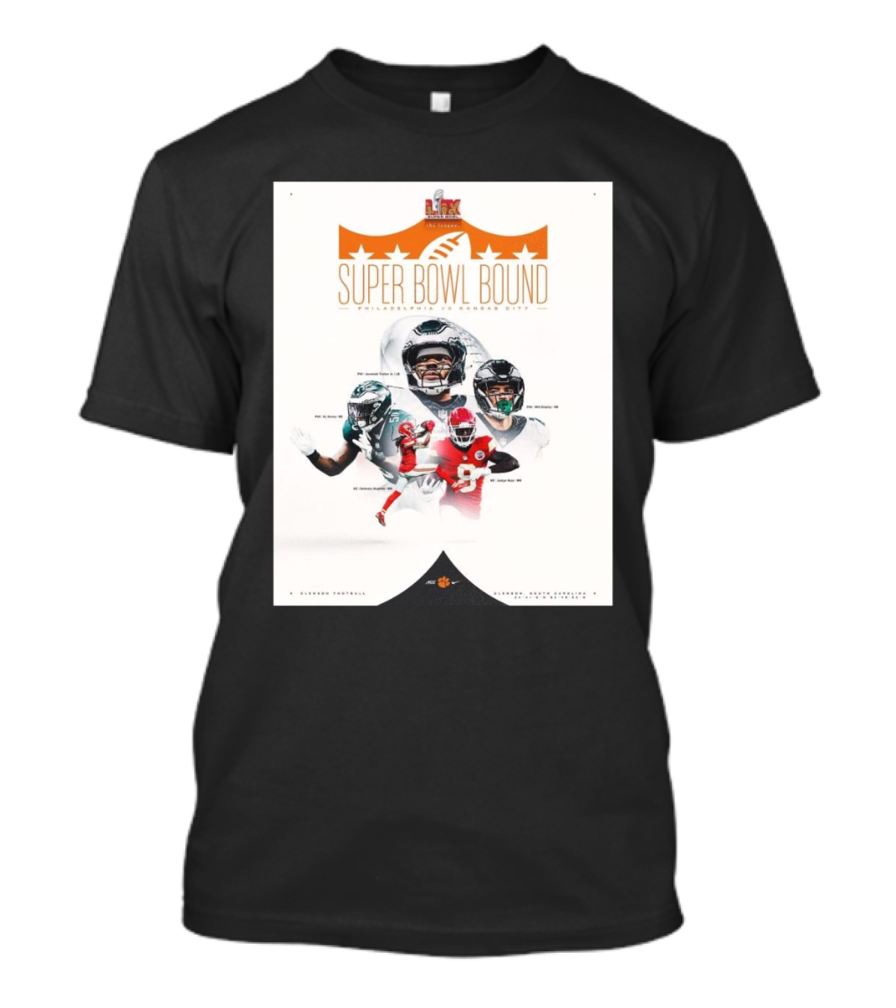 The League Super Bowl LIX Super Bowl Bound Philadelphia Kansas City Clemson Football T-Shirt