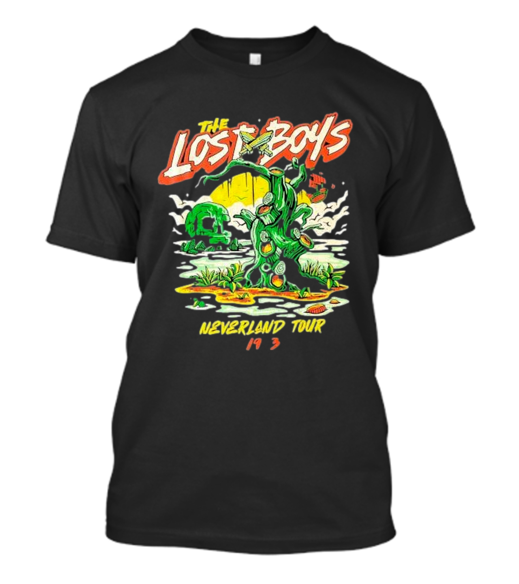 The Lost Boys Neverland Tour 1953 Tree And Skull Island Scene T-Shirt