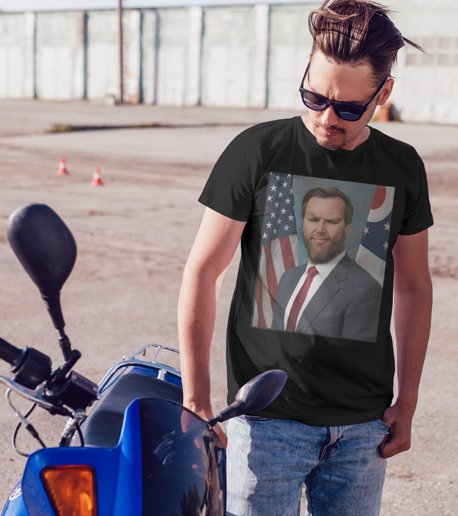 Millennial JD Vance Giga Chad Meme American Ohio Flag Background T-Shirt