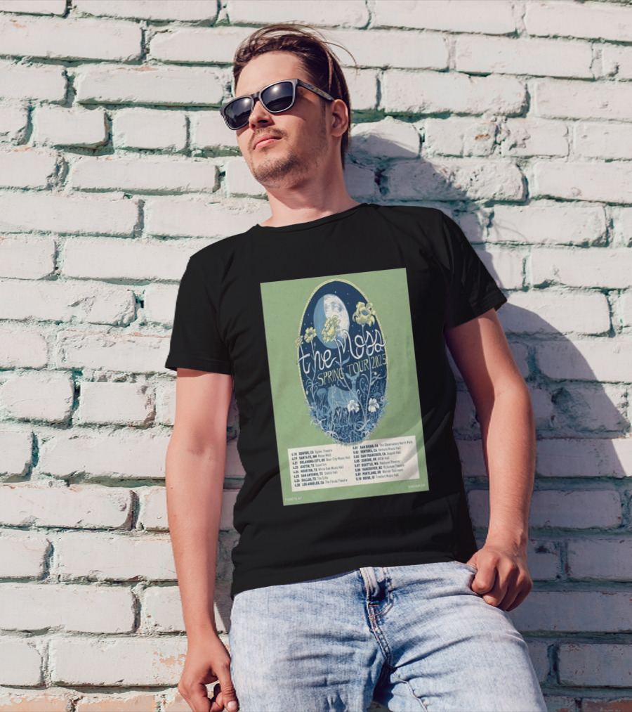 The Moss Spring Tour 2025 Concert Dates And Venues With Floral And Moon Design T-Shirt