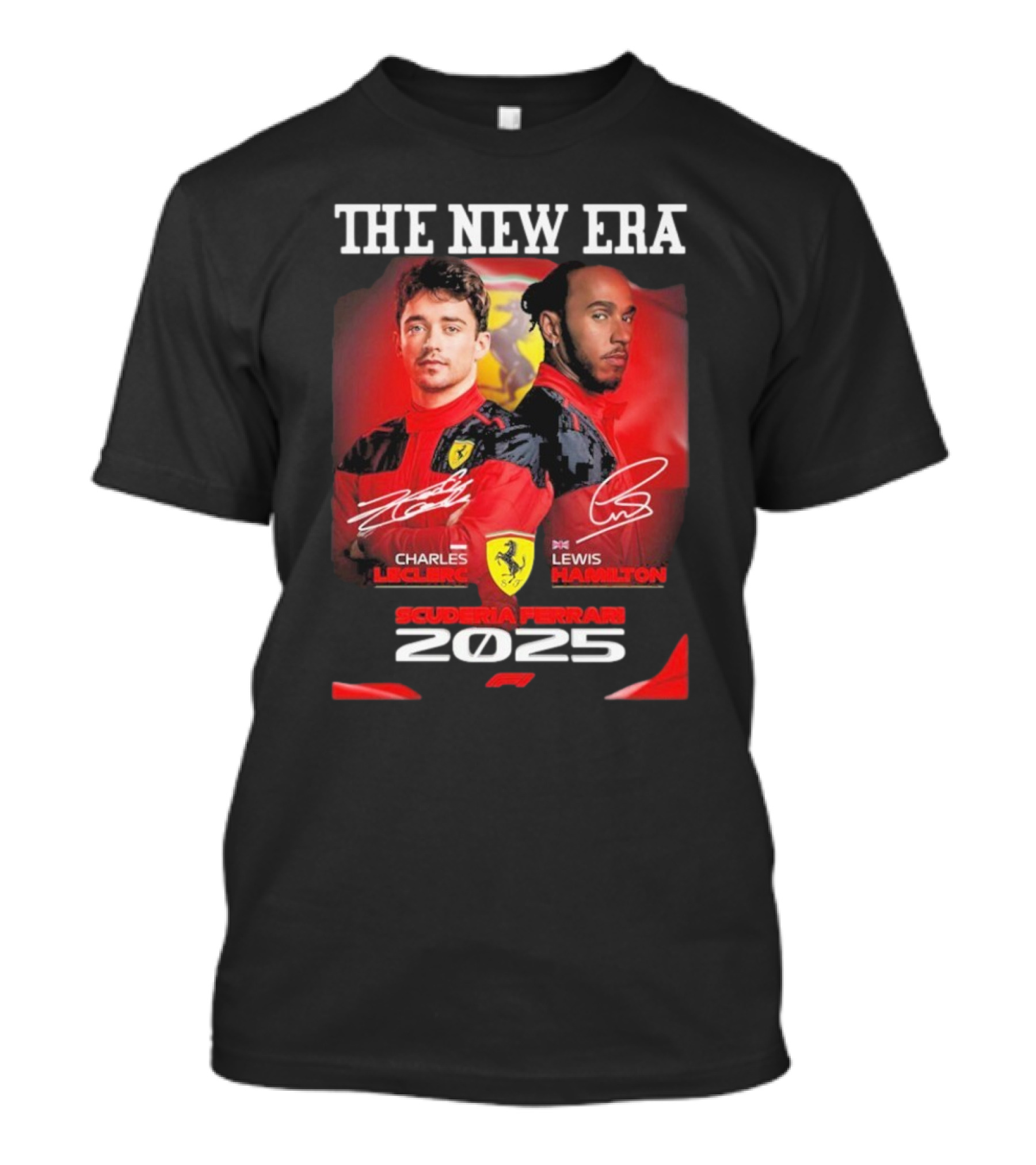 The New Era Charles Leclerc Lewis Hamilton Scuderia Ferrari 2025 T-Shirt