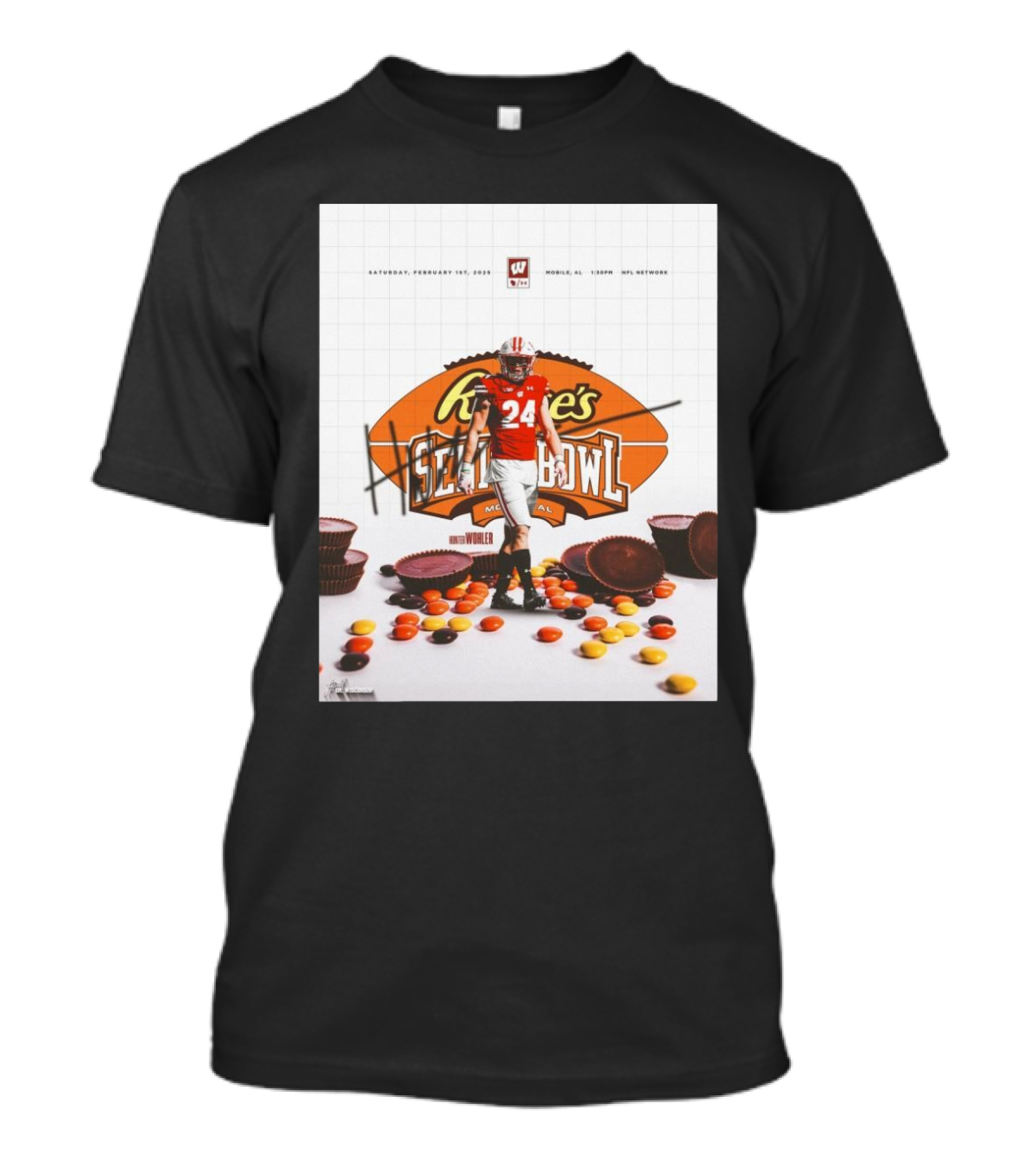 Hunter Wohler Wisconsin Badgers Reese's Senior Bowl February 1st 2025 Mobile AL Football Event T-Shirt