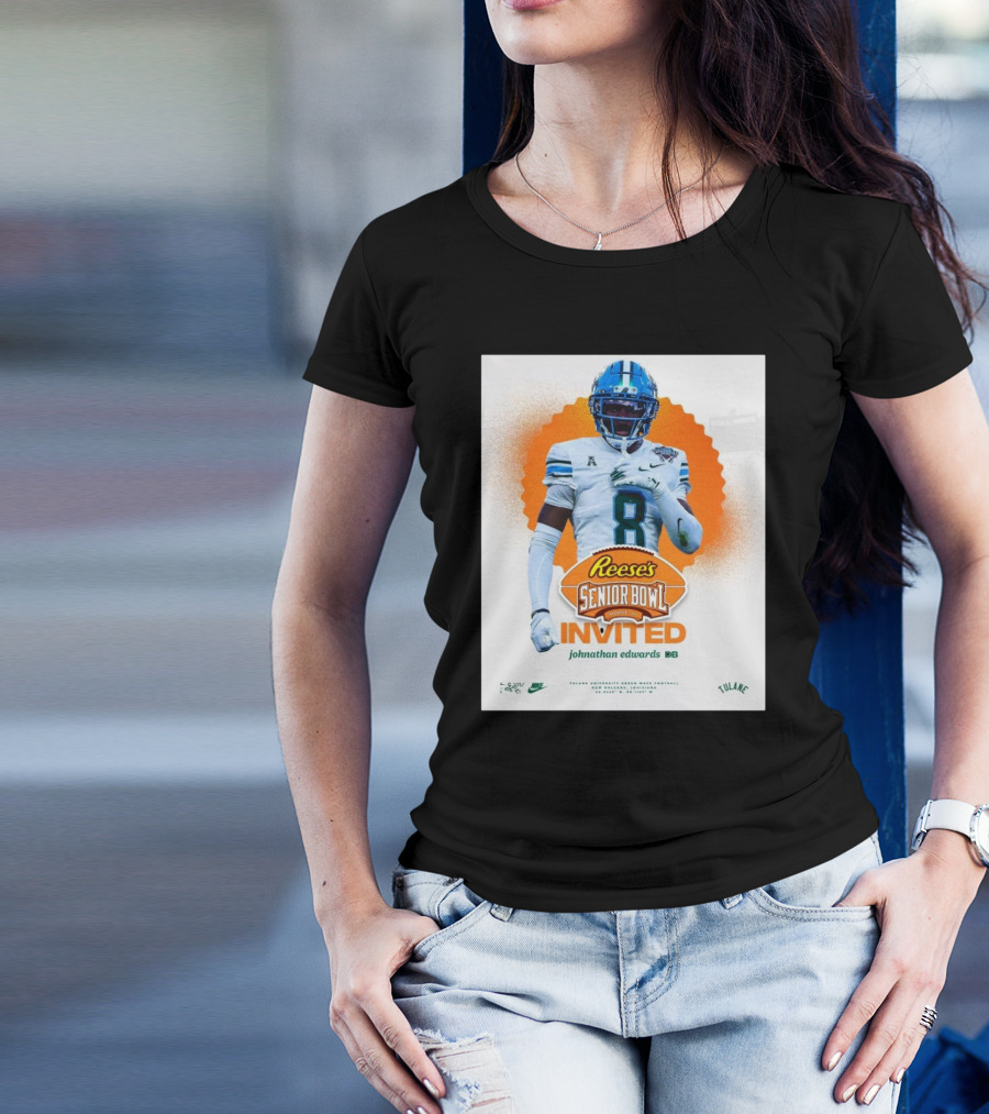 Reese's Senior Bowl Invited Johnathan Edwards Tulane University DB Roll Wave T-Shirt