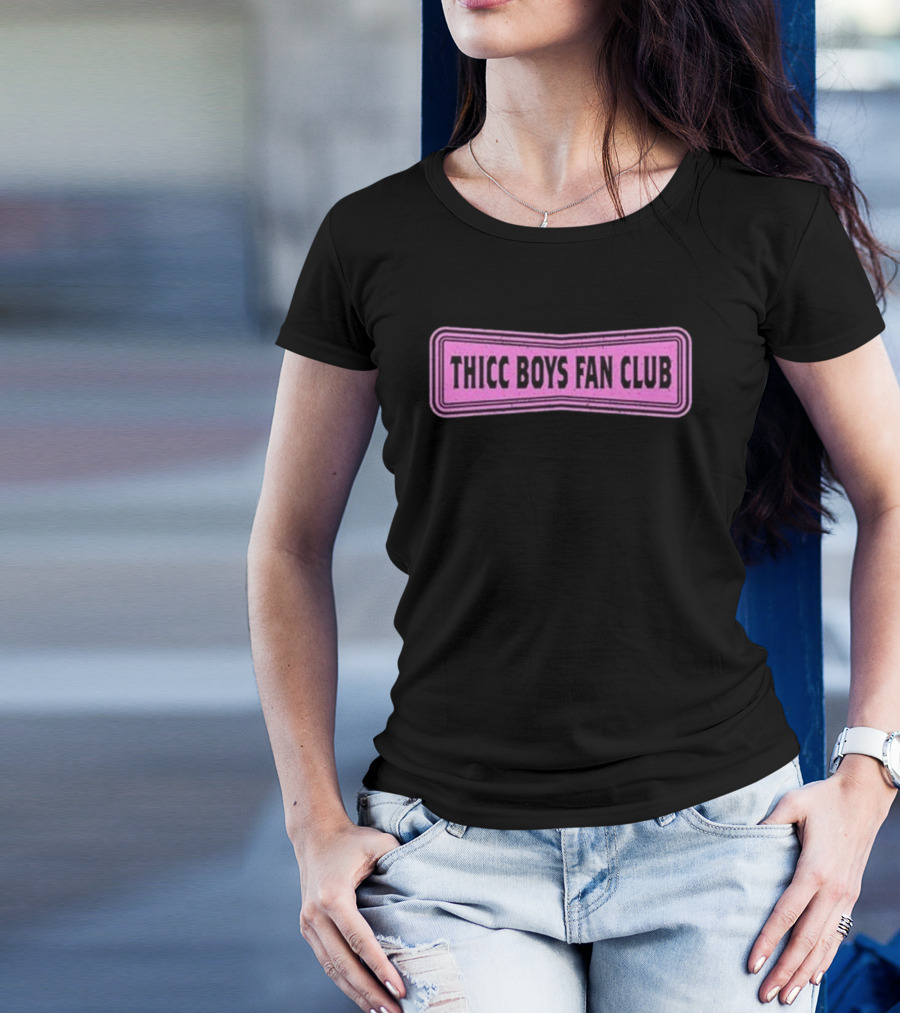 THICC BOYS FAN CLUB Pink Patch Design T-Shirt