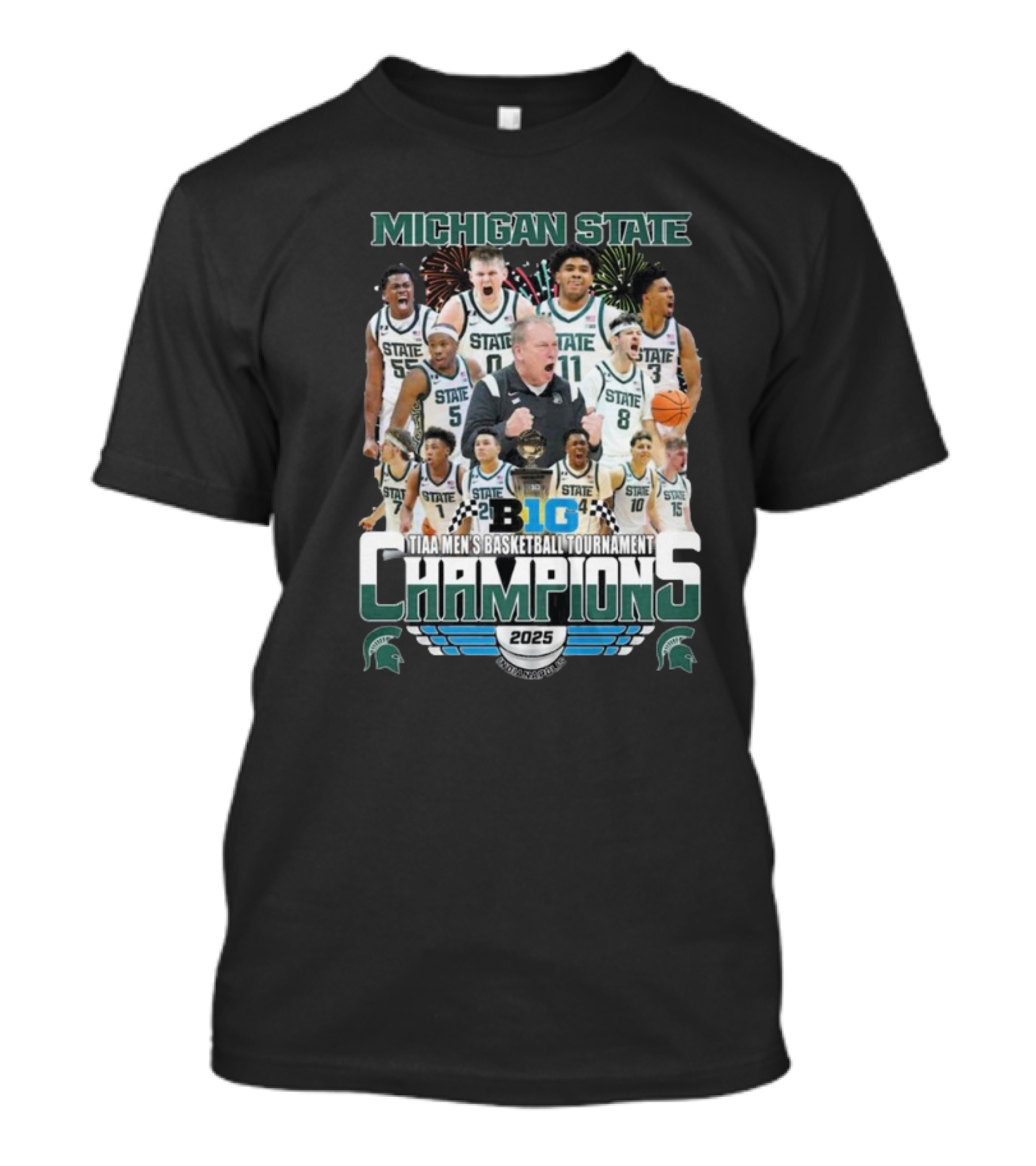 Michigan State Basketball 2025 TIAA Men's Tournament Champions Big Ten Celebration T-Shirt