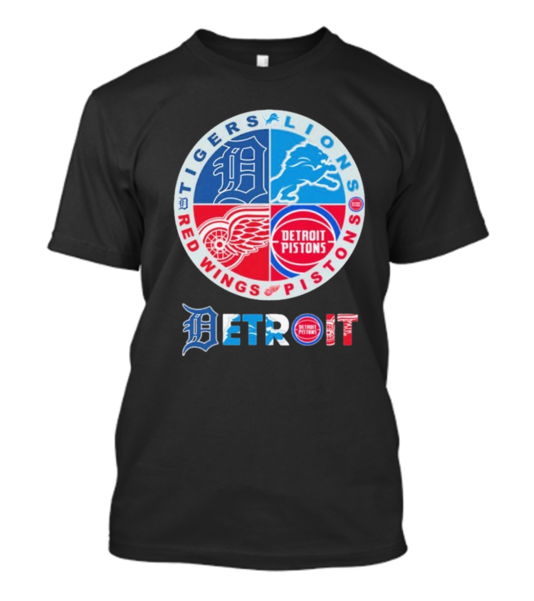 Tigers Lions Red Wings Pistons Detroit Sports Logos T-Shirt