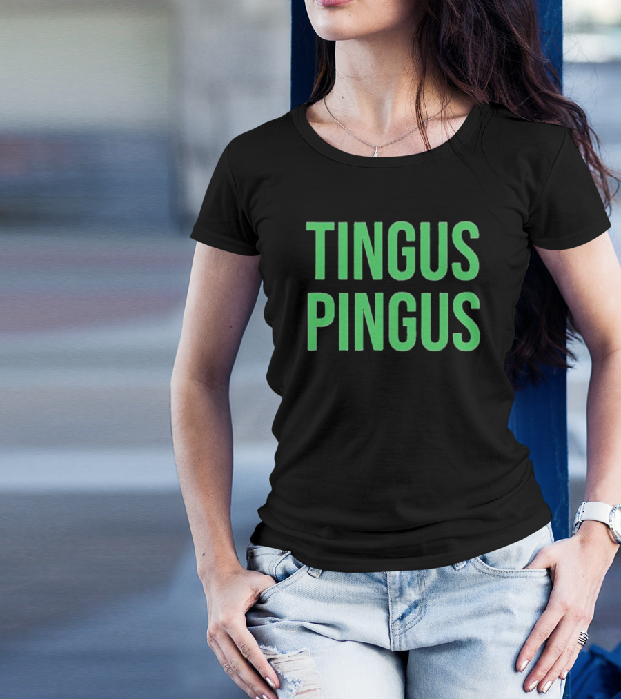 Tingus Pingus Internet Meme Phrase Bold Green Text T-Shirt