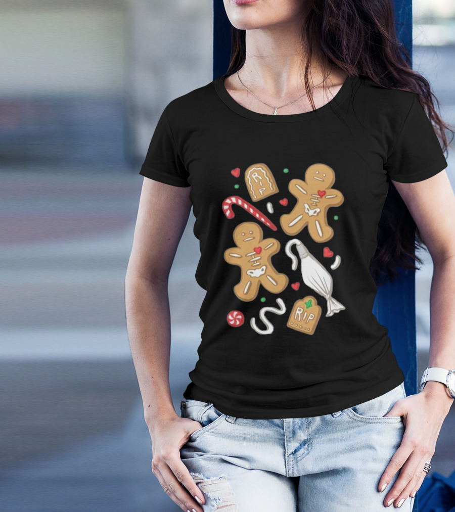 Totally Normal Gingerbread Skeletons RIP Cookies And Candy Cane T-Shirt