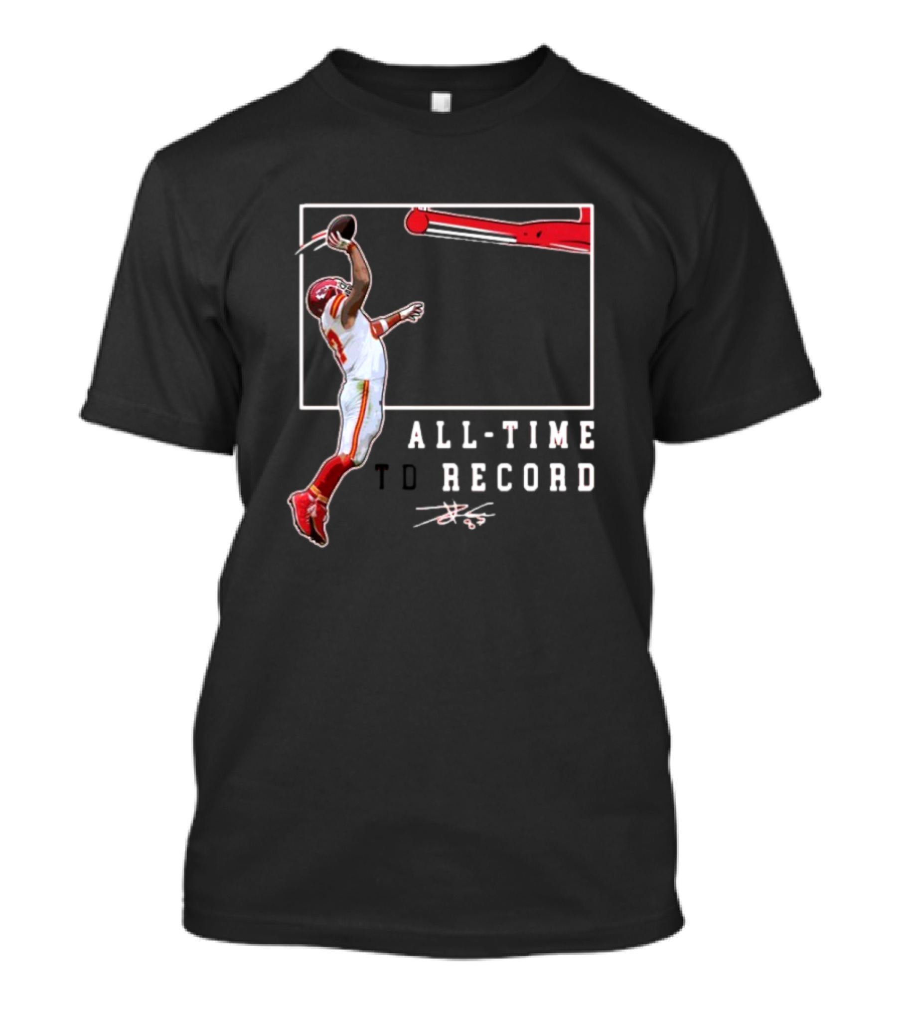 Travis Kelce All Time TD Record Football Jump Art T-Shirt