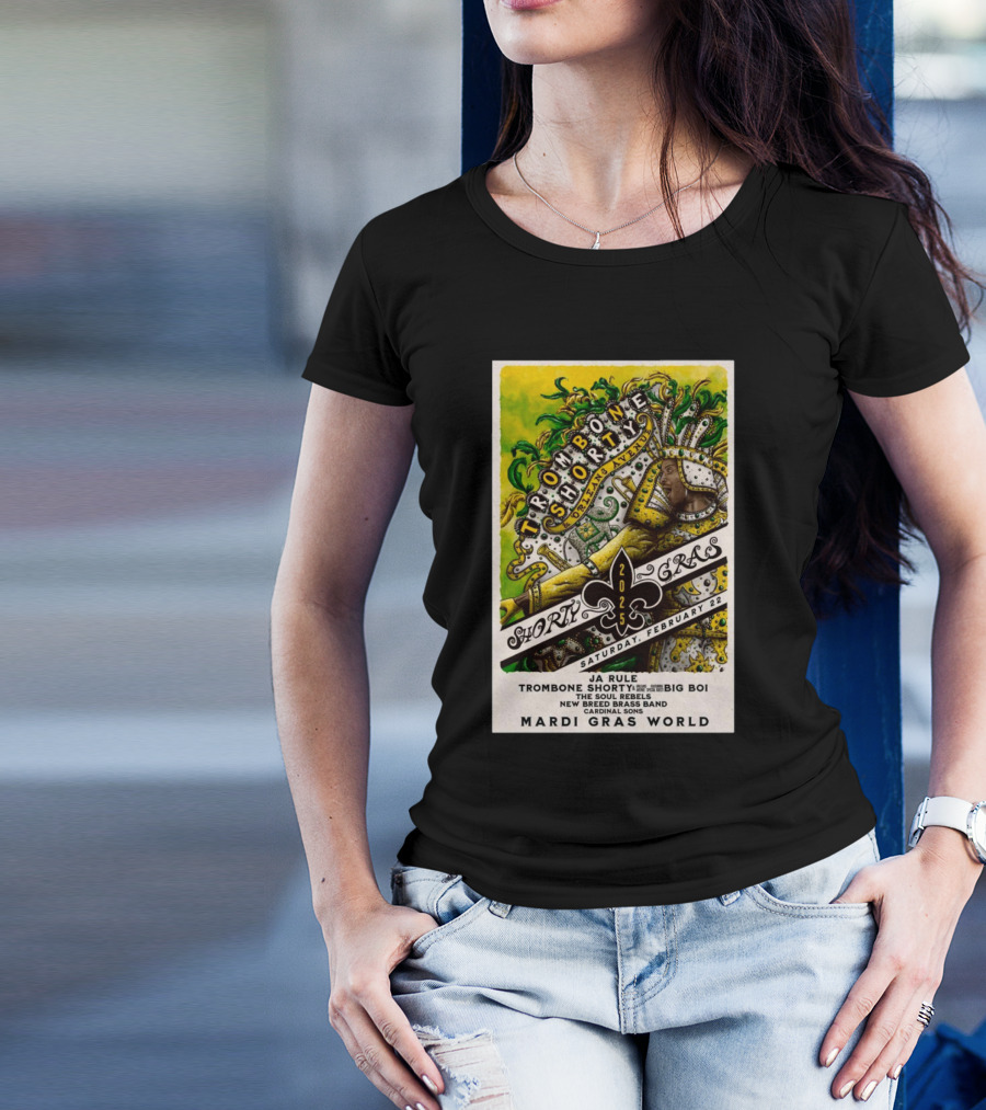 Trombone Shorty Ja Rule Big Boi Mardi Gras World February 22 2025 New Orleans Avenue T-Shirt