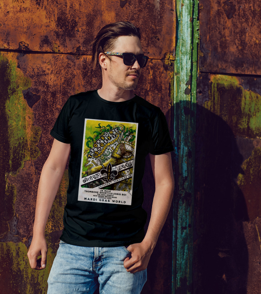 Trombone Shorty Ja Rule Big Boi Mardi Gras World February 22 2025 New Orleans Avenue T-Shirt