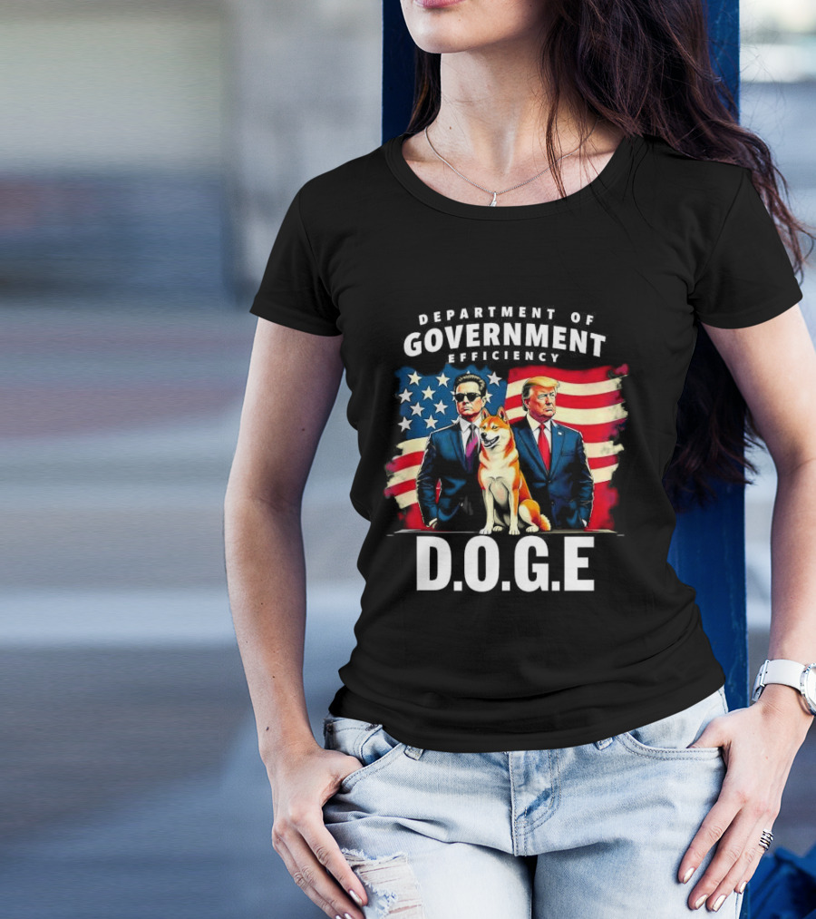 Department Of Government Efficiency D.O.G.E Trump And Elon Musk With American Flag T-Shirt
