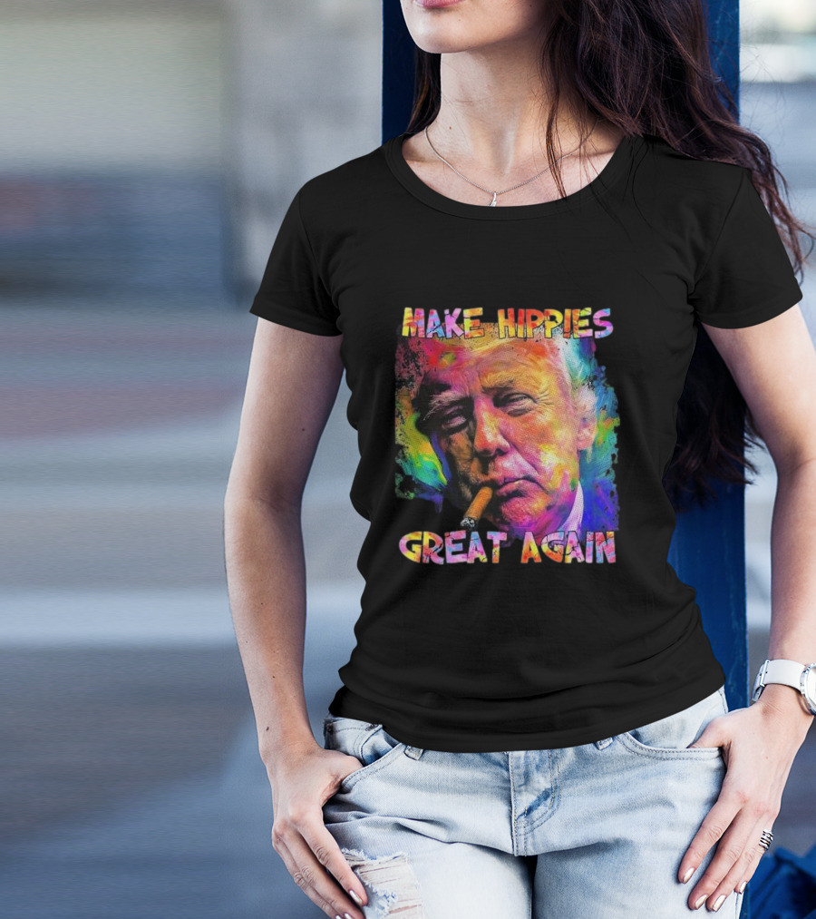 Make Hippies Great Again Colorful Trump Smoking Art T-Shirt