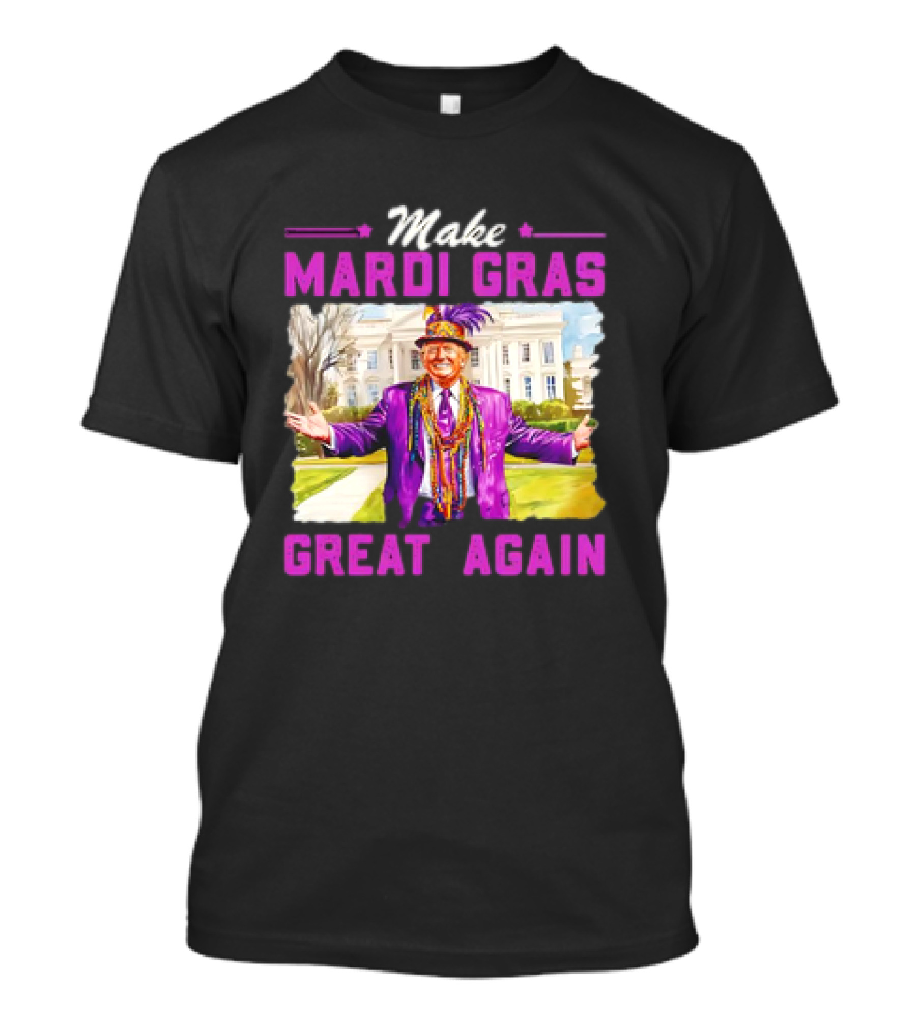 Make Mardi Gras Great Again Trump Purple Suit Beads Festive T-Shirt