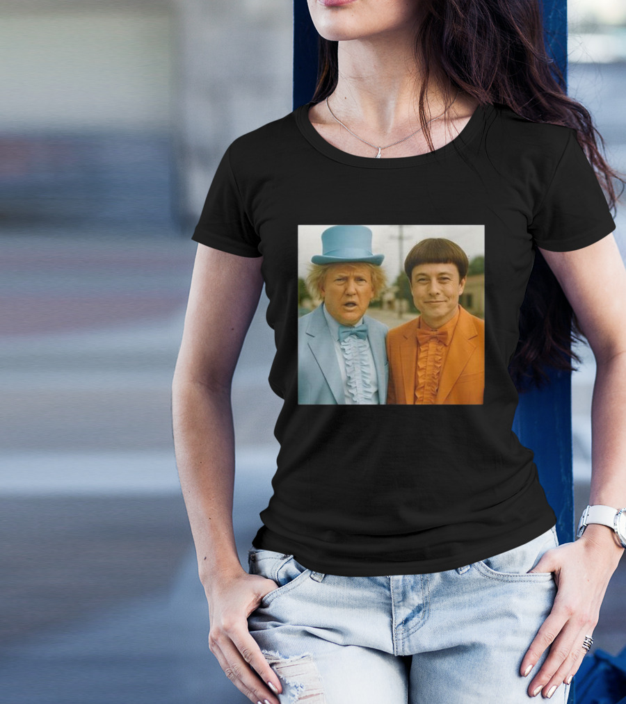 Trump Musk Dumb And Dumber Costumes Ruffled Suits T-Shirt