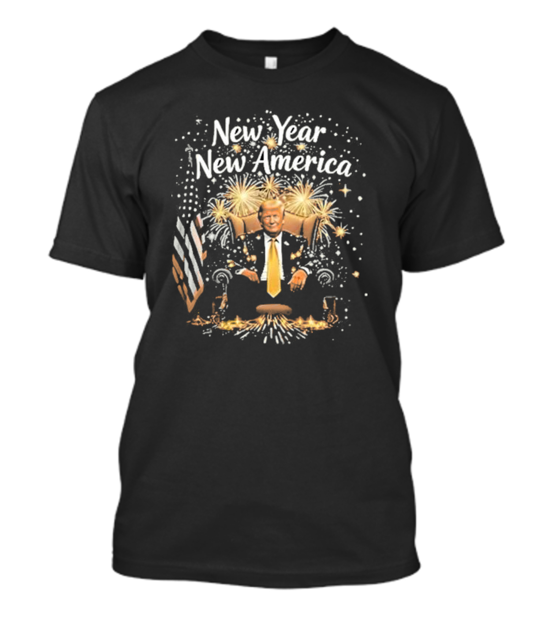 New Year New America Trump Fireworks American Flag Elements T-Shirt