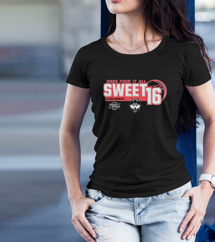 UConn Huskies 2025 Sweet 16 Four It All Women's Basketball T-Shirt