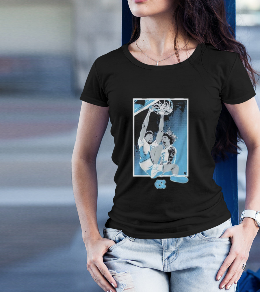 UNC Basketball Jalen Washington Elliot Cadeau Dunk Illustration T-Shirt