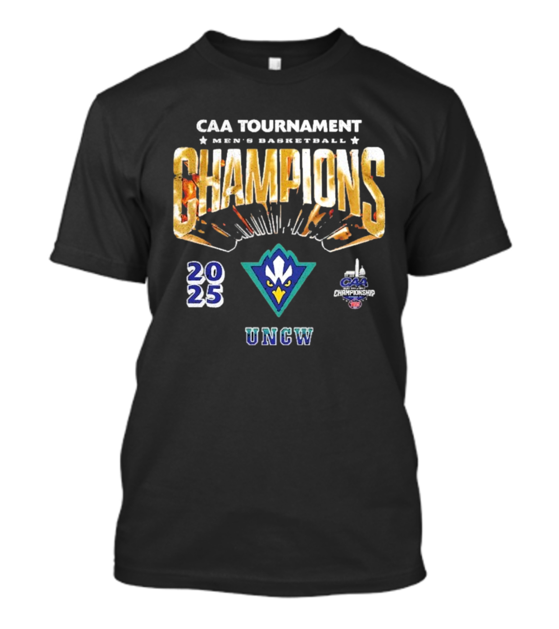 UNCW Seahawks CAA Men's Basketball Tournament Champions 2025 T-Shirt