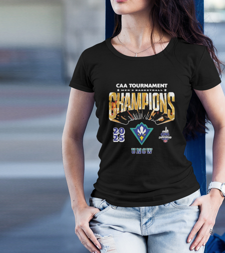 UNCW Seahawks CAA Men's Basketball Tournament Champions 2025 T-Shirt