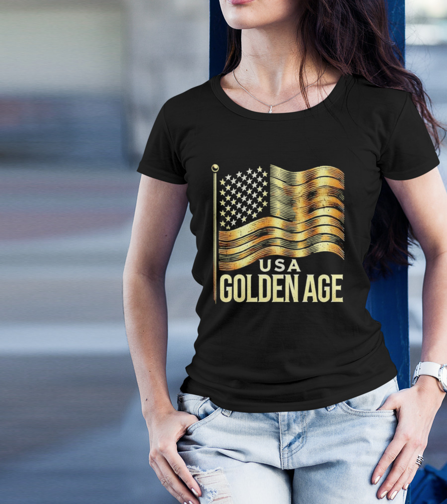 USA Golden Age Golden American Flag T-Shirt