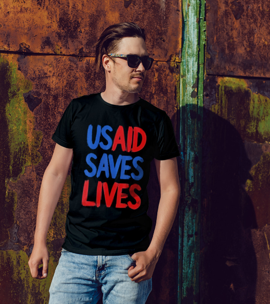 USAID Saves Lives Red And Blue Text T-Shirt