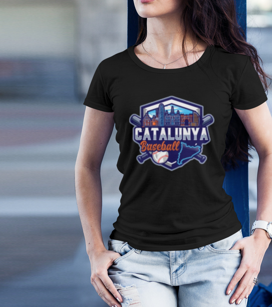 USSSA Catalunya Baseball Week March 11-17 2025 Barcelona Cityscape And Batting Icon T-Shirt