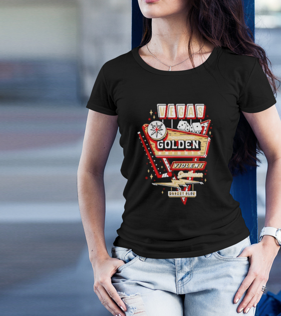 Vegas Golden Knights Violent Gentlemen Hockey Club Playing Card Style T-Shirt