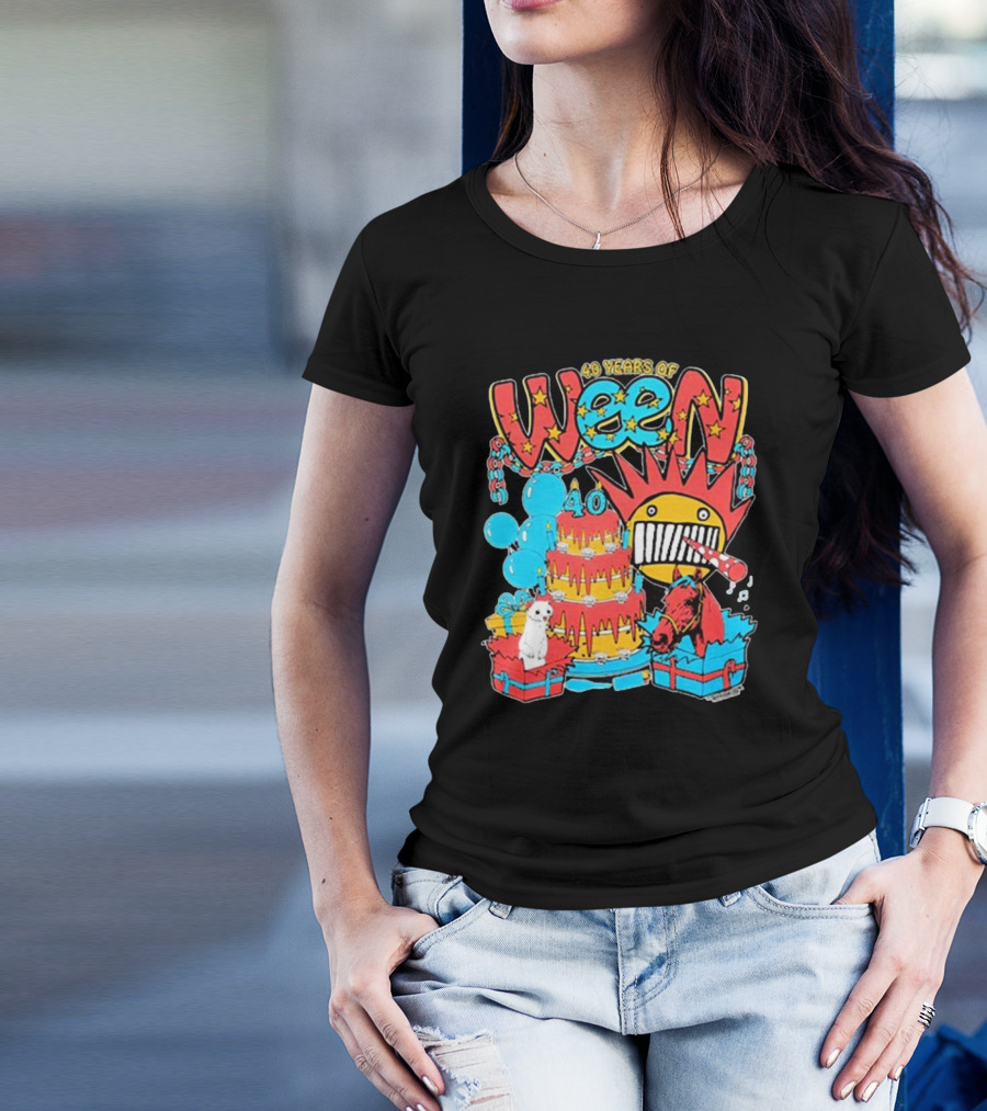 Ween 40 Years Of Celebration With Balloons And Colorful Cake T-Shirt