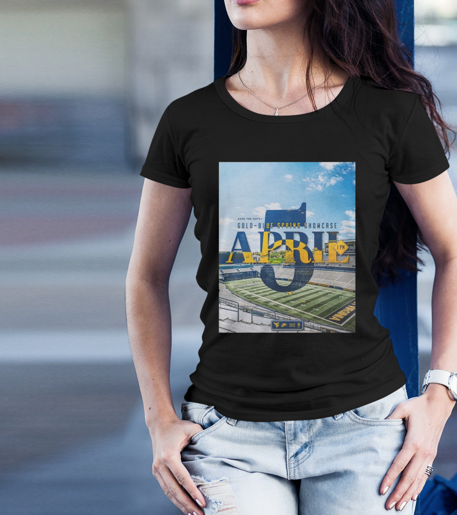West Virginia Mountaineers Save The Date Gold Blue Spring Showcase April 5 2025 1 PM T-Shirt