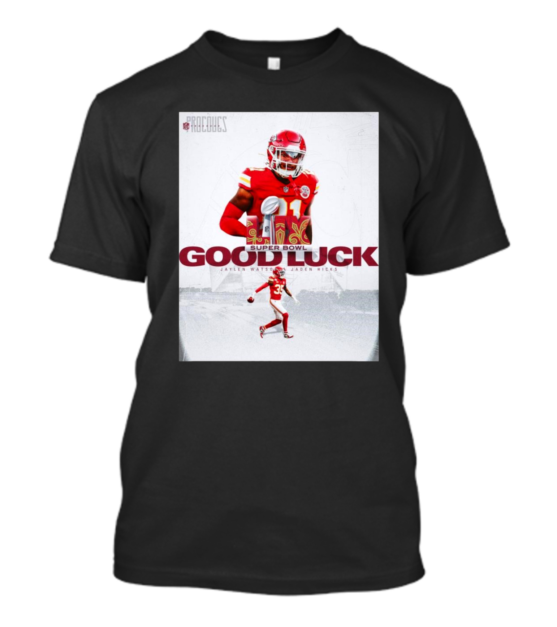 NFL Kansas City Chiefs Good Luck Super Bowl LIX Jaylen Watson Jaden Hicks T-Shirt