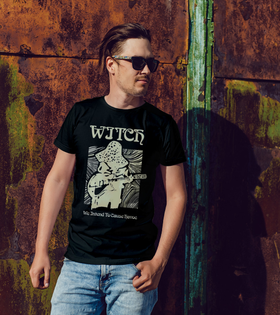 "WITCH We Intend To Cause Havoc Guitarist Psychedelic Artwork" T-Shirt