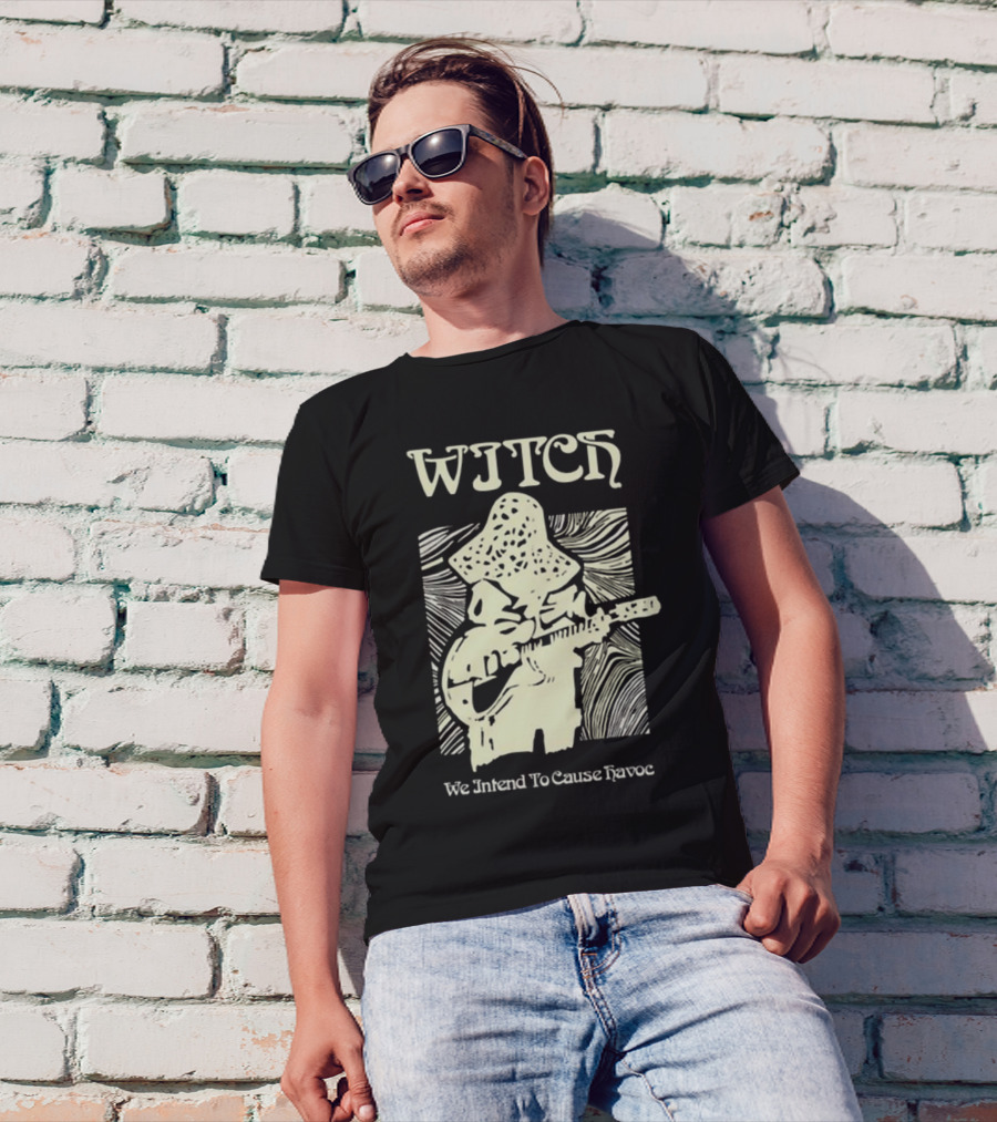 "WITCH We Intend To Cause Havoc Guitarist Psychedelic Artwork" T-Shirt