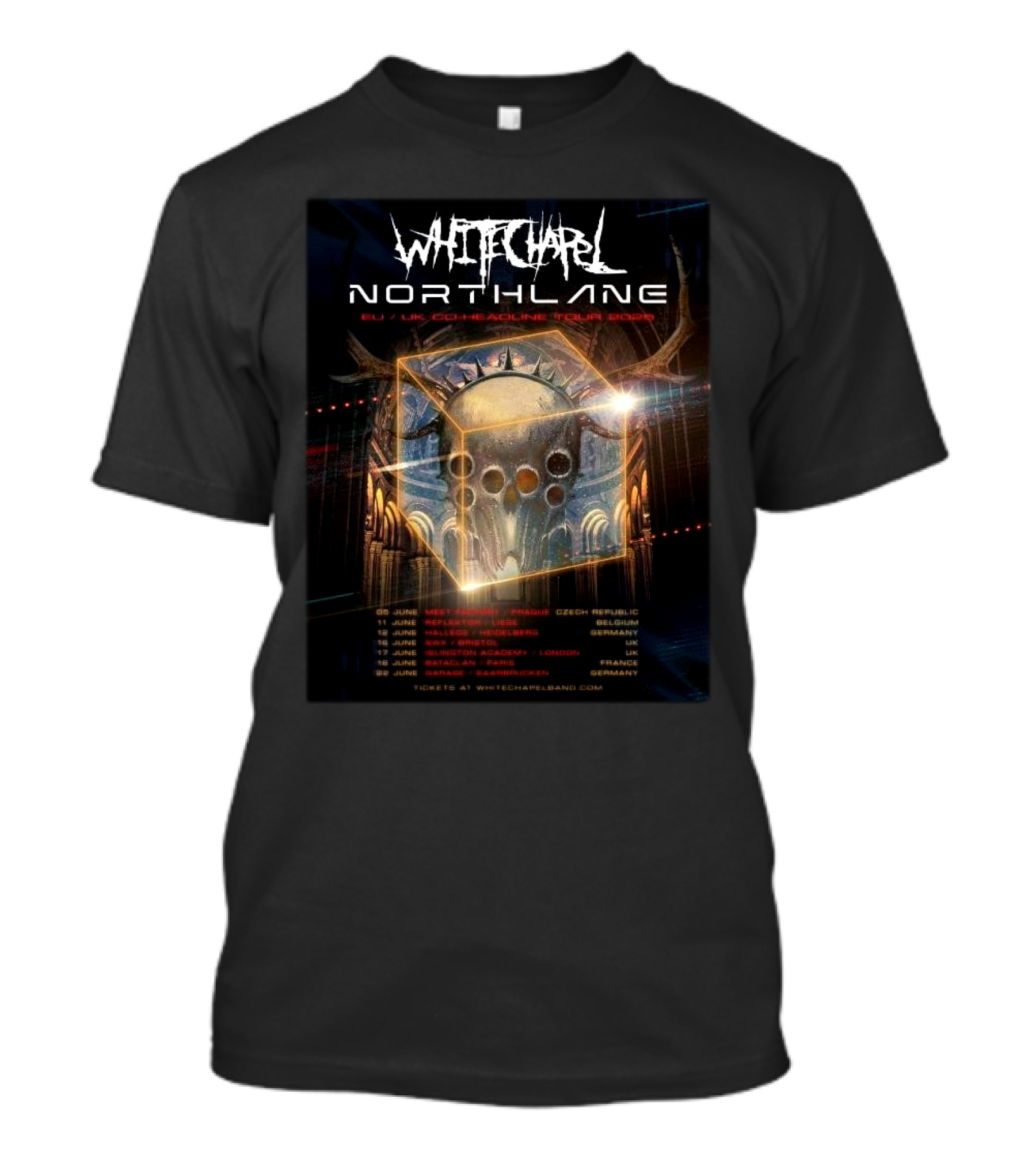 Whitechapel Northlane EU UK Co-Headline Tour 2025 Dates Prague To Saarbrücken T-Shirt
