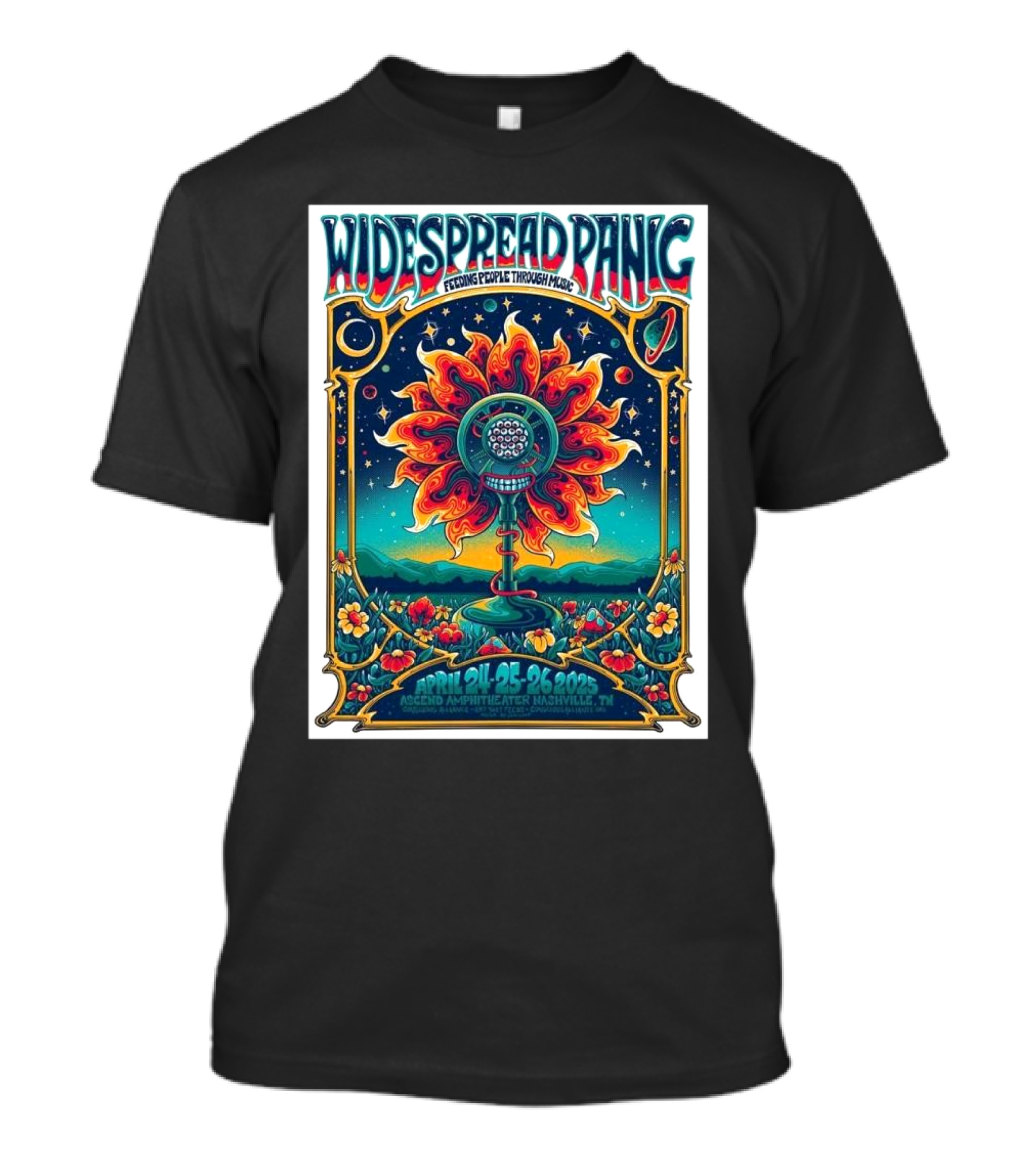 Widespread Panic Feeding People Through Music Concert April 24 25 26 2025 Ascend Amphitheater Nashville TN T-Shirt
