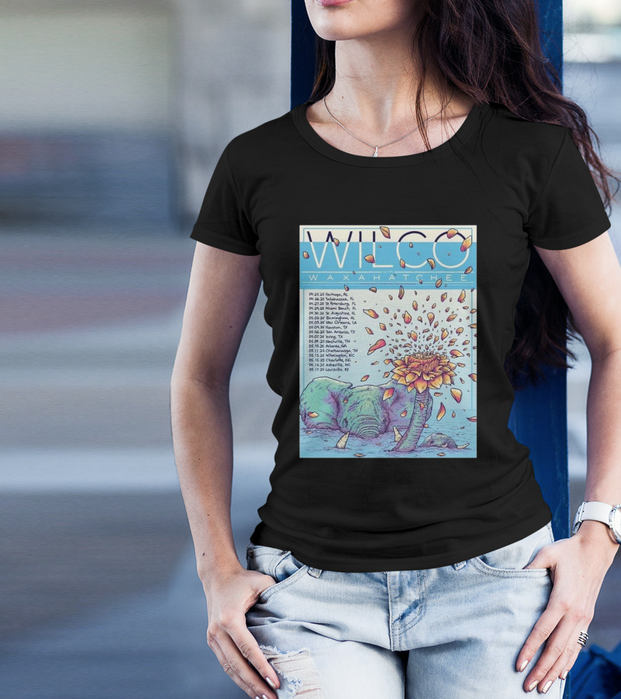 Wilco Spring Tour 2025 Waxahatchee Elephant Blowing Flower Tour Dates T-Shirt