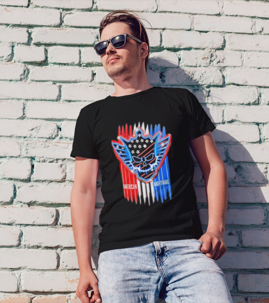 Cody Rhodes WWE Neon American Nightmare Skull Wing USA Flag T-Shirt