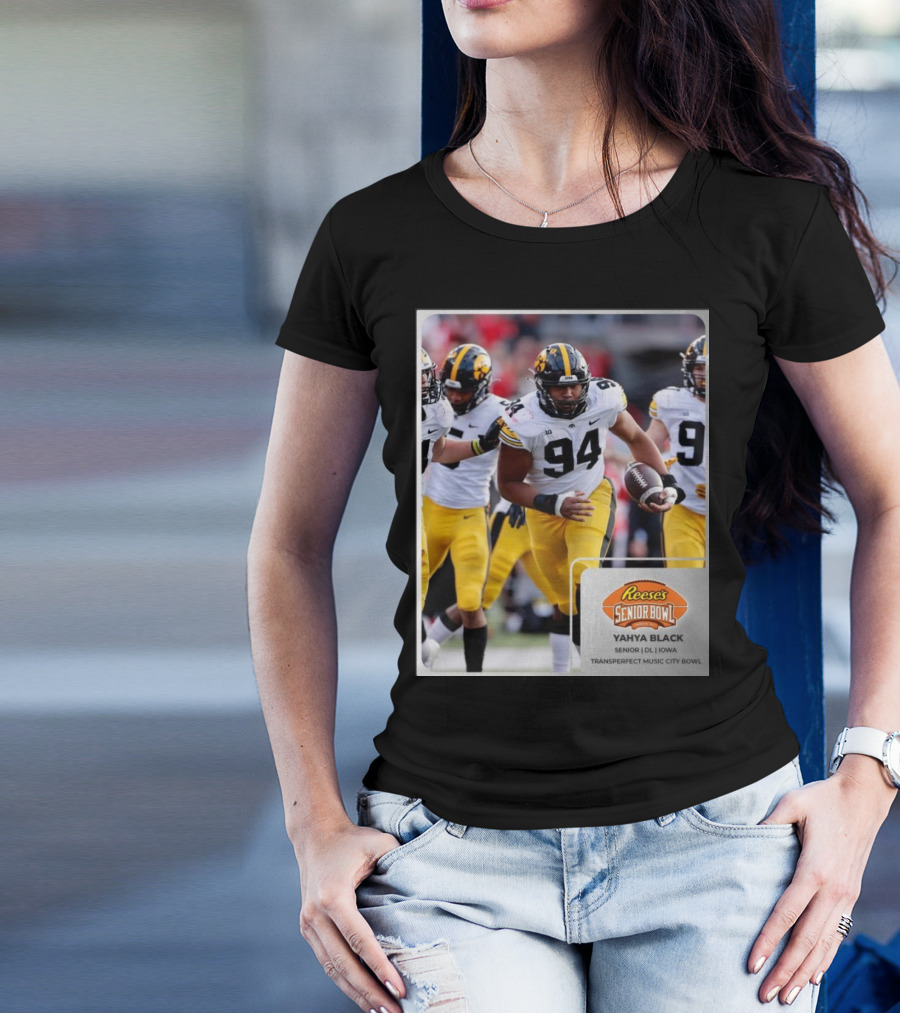 Reese's Senior Bowl Yahya Black DL Iowa Transperfect Music City Bowl T-Shirt