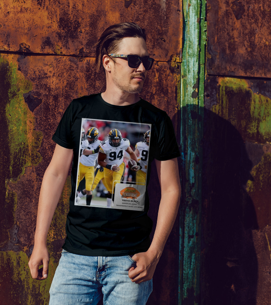 Reese's Senior Bowl Yahya Black DL Iowa Transperfect Music City Bowl T-Shirt