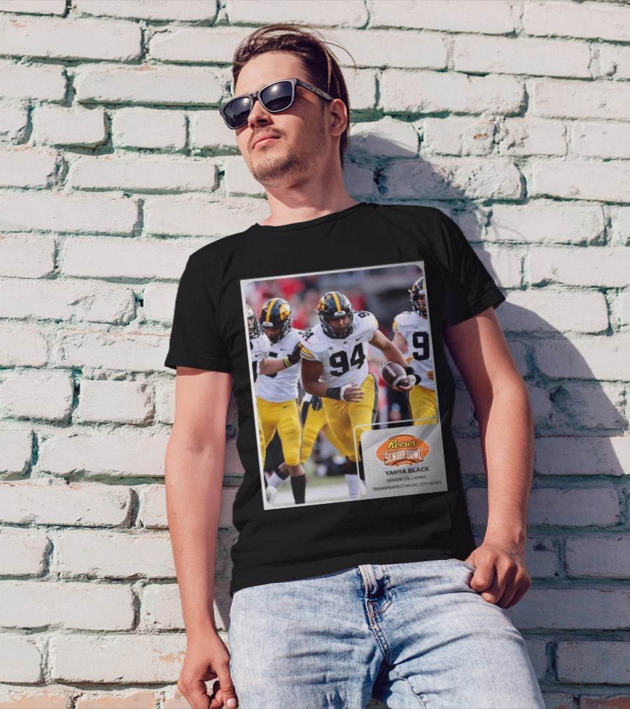Reese's Senior Bowl Yahya Black DL Iowa Transperfect Music City Bowl T-Shirt