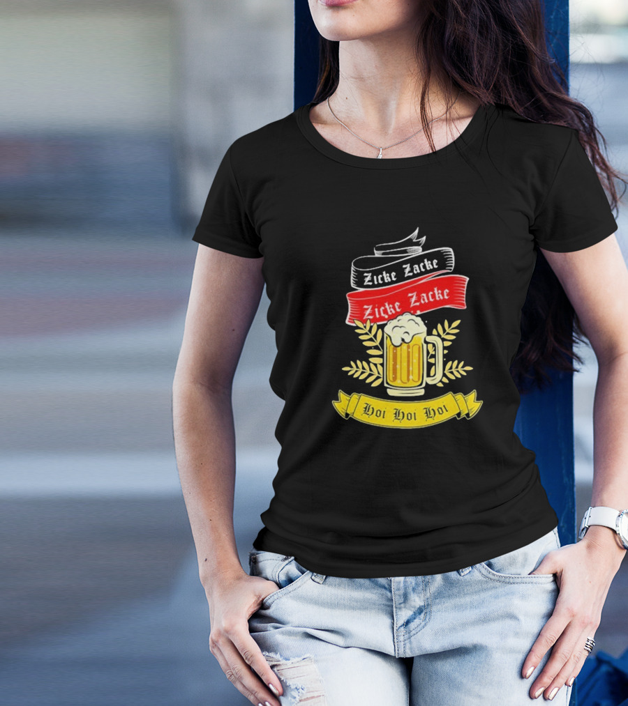 Zicke Zacke Oktoberfest Beer Germany Flag Hoi Hoi Hoi T-Shirt