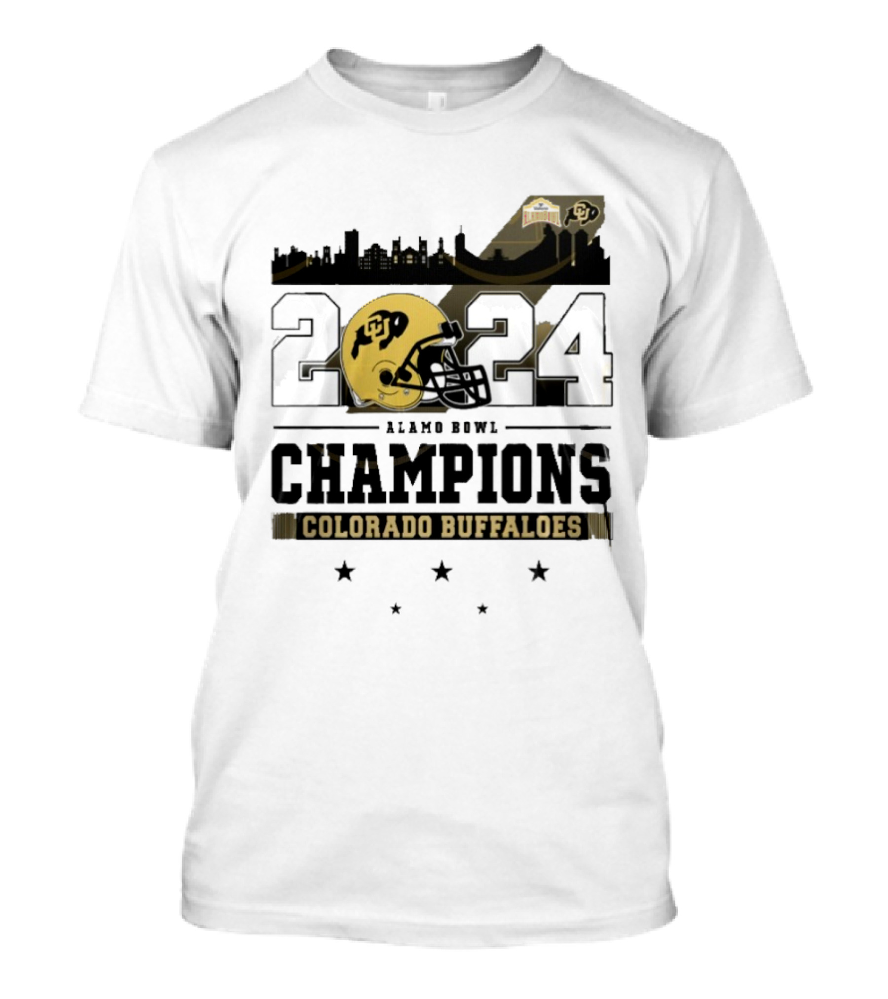 2024 Colorado Buffaloes Alamo Bowl Champions Football Helmet Design T-Shirt