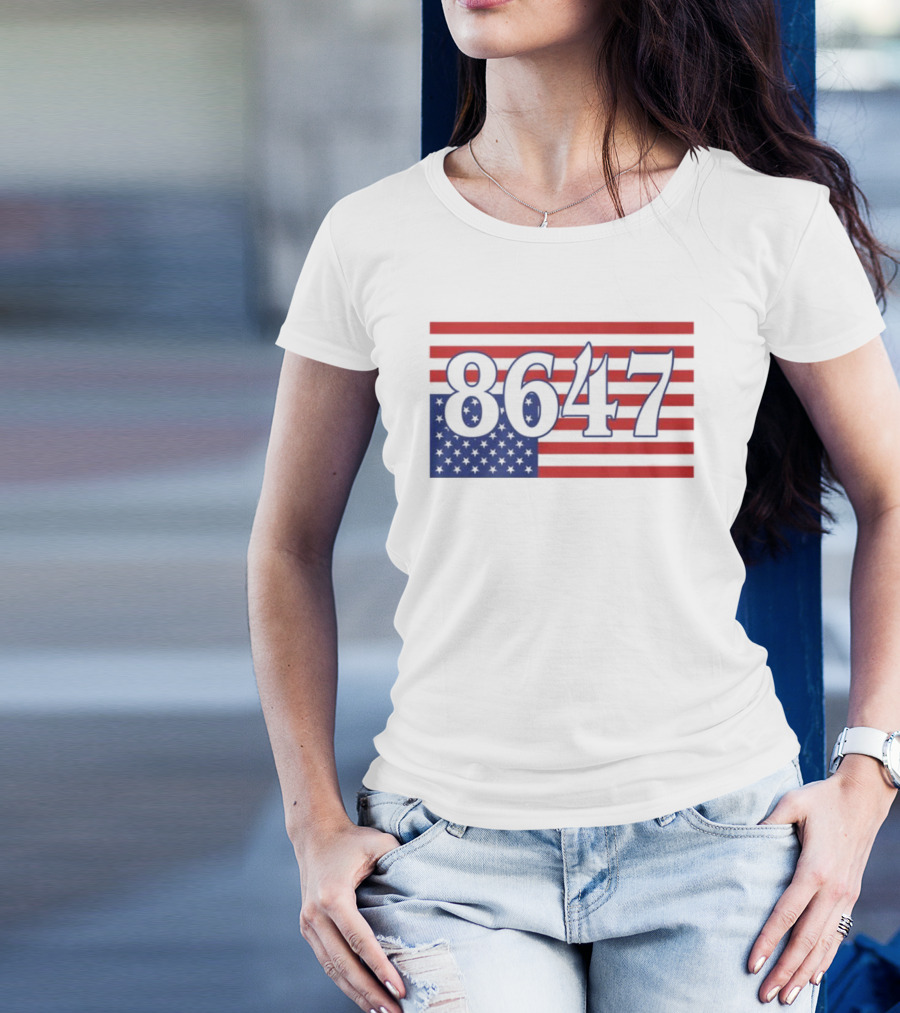 8647 American Flag Inverted Red Blue Stripes T-Shirt