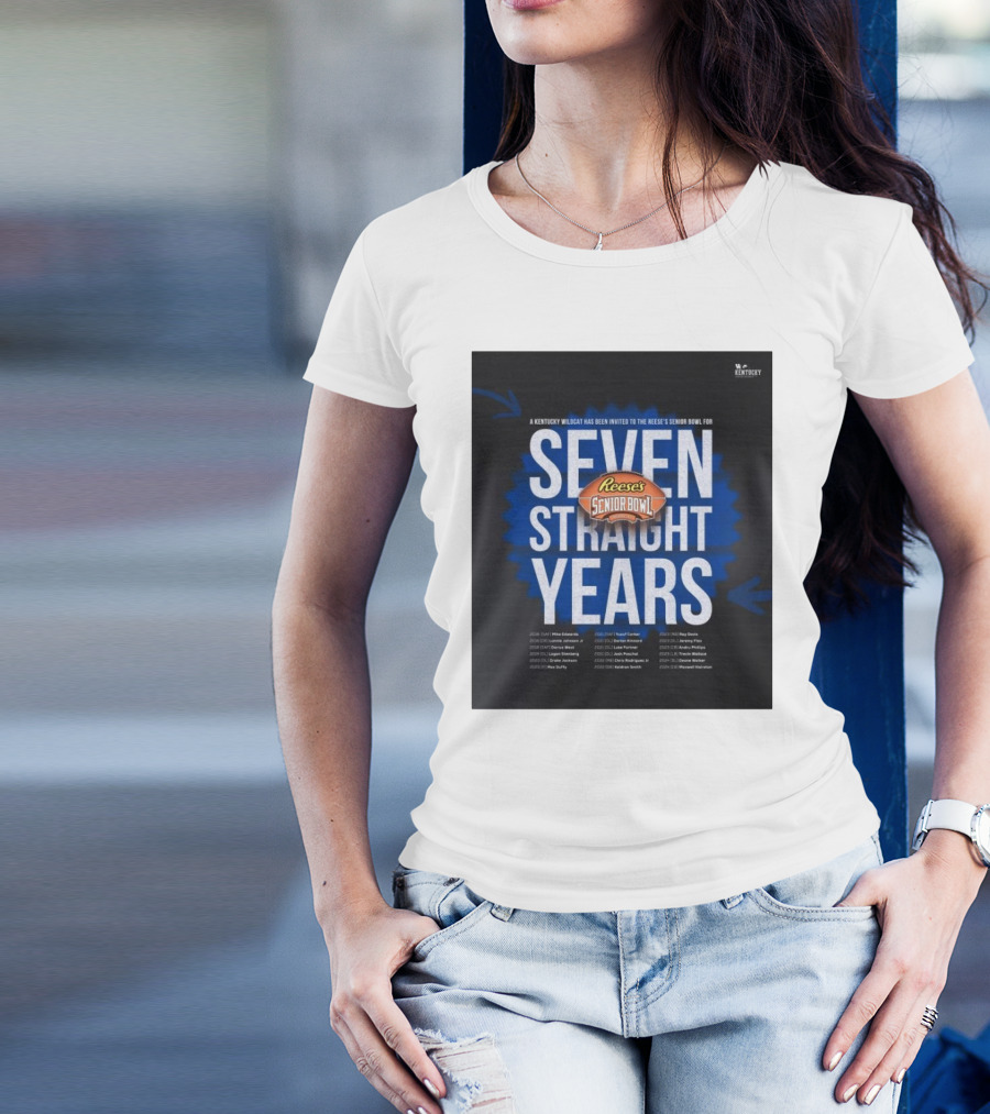Seven Straight Years Kentucky Wildcat Reese’s Senior Bowl Invitation T-Shirt