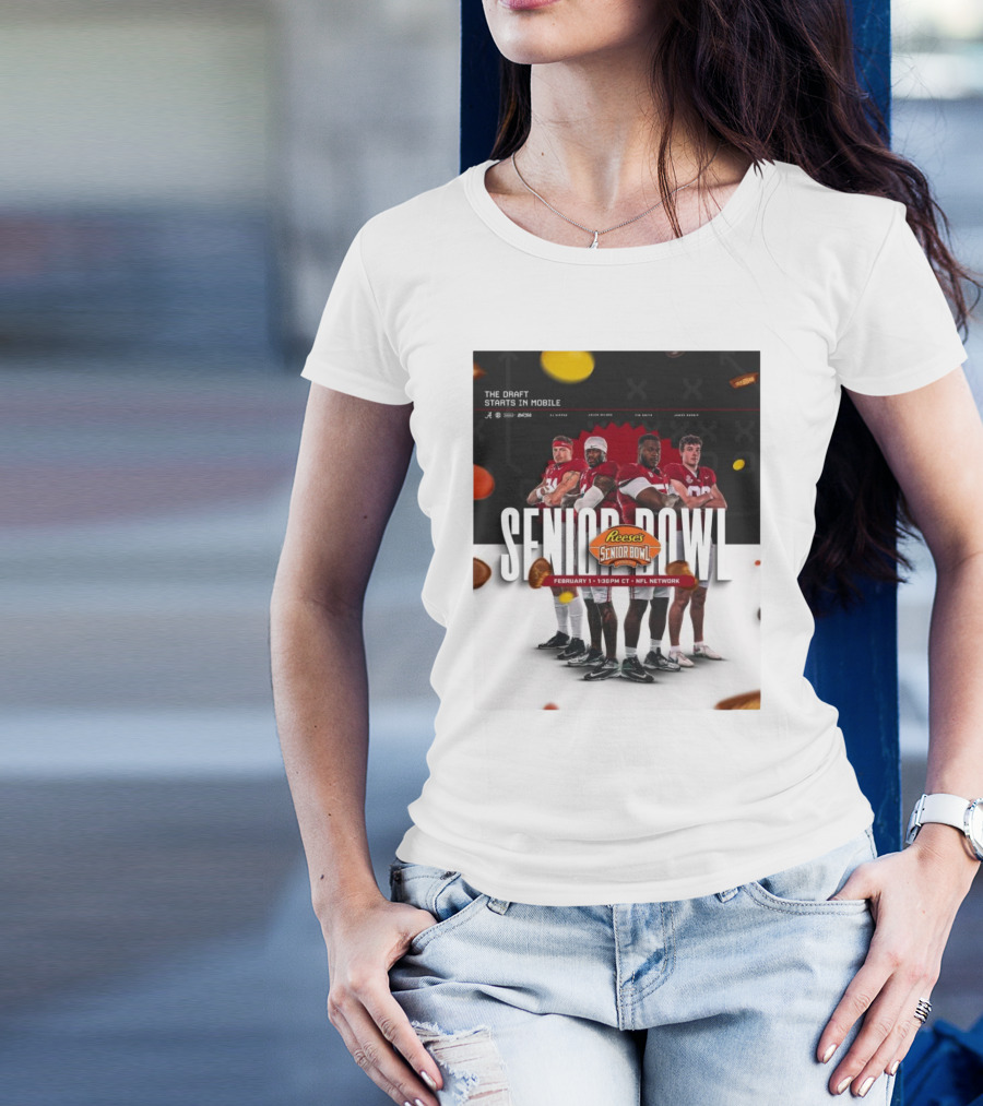 Alabama Crimson Tide Senior Bowl February 1 NFL Network Reese's Draft Starts Mobile T-Shirt