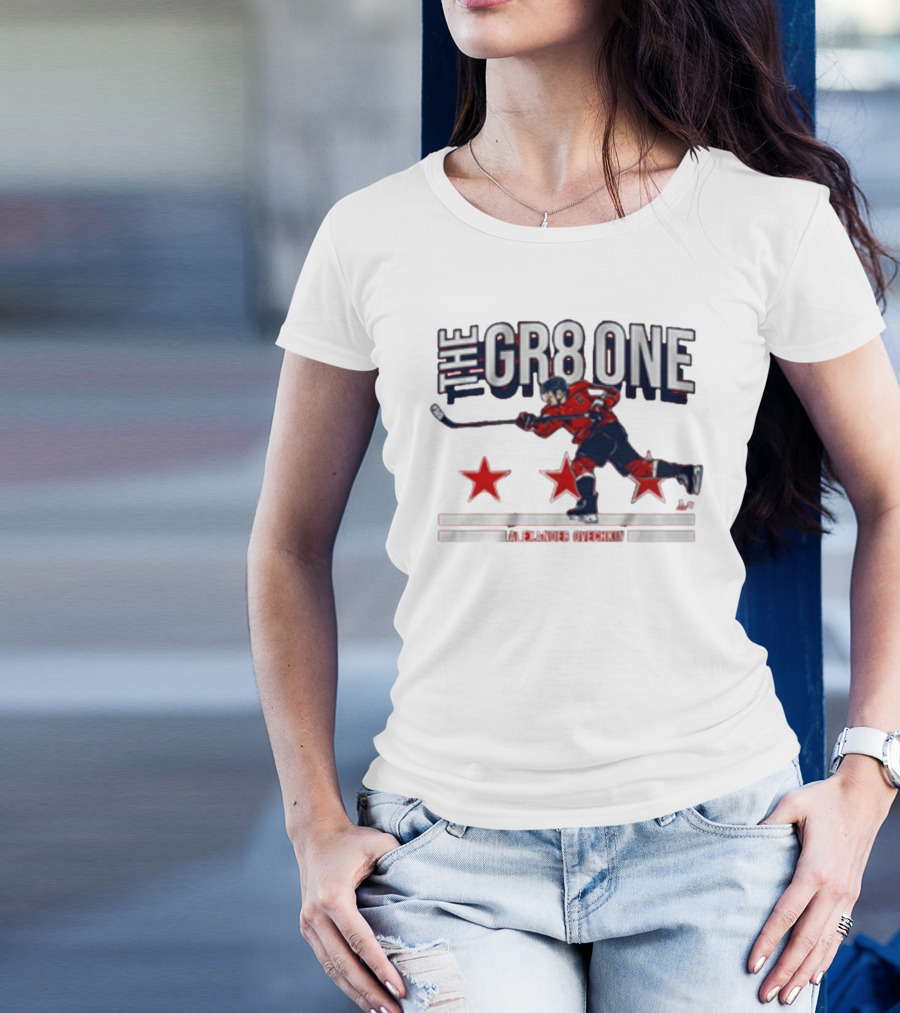The GR8 One Alexander Ovechkin Hockey Player With Stars And Stick T-Shirt